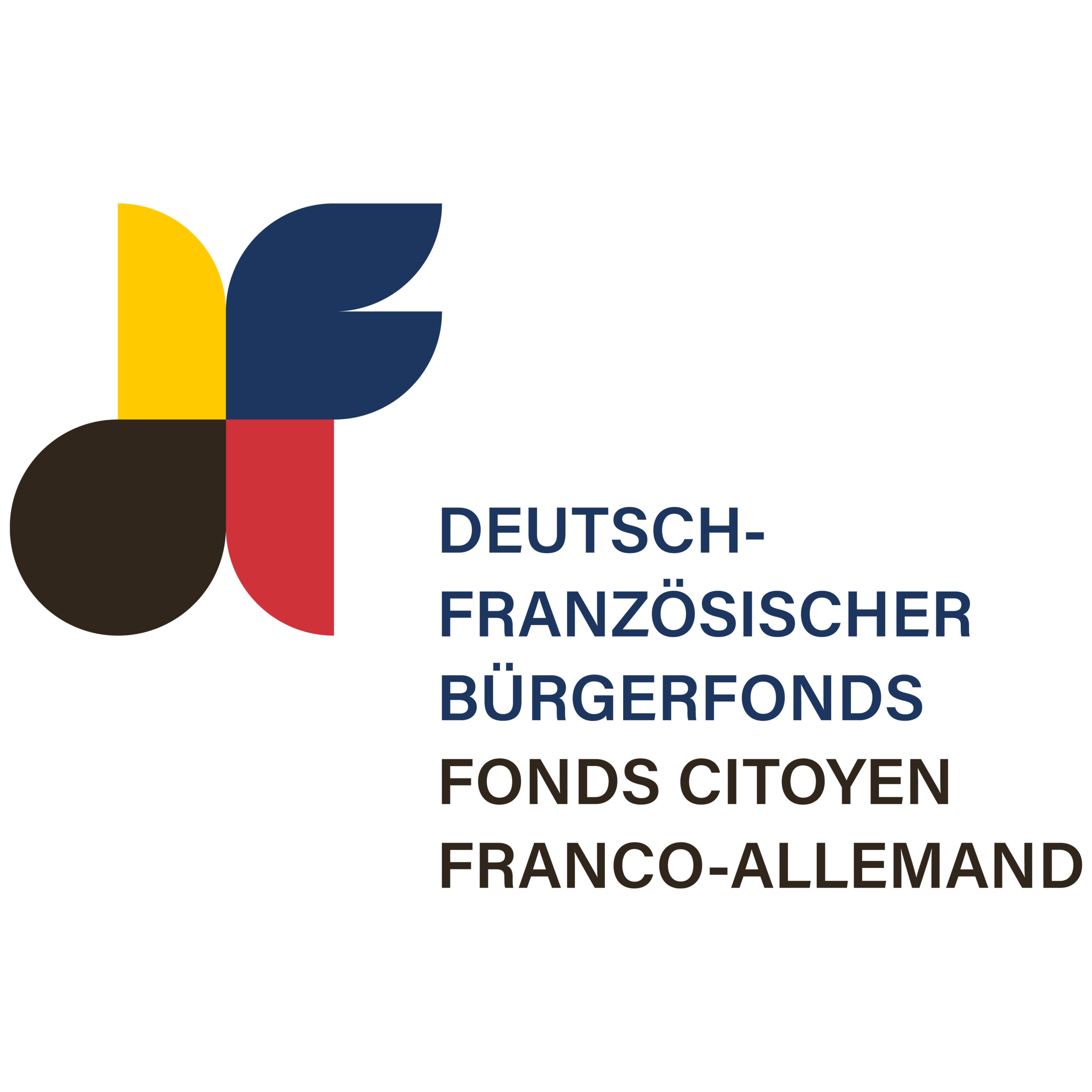 Logo des Deutsch-Französischen Bürgerfonds mit farbigem Symbol und mehrsprachigem Schriftzug